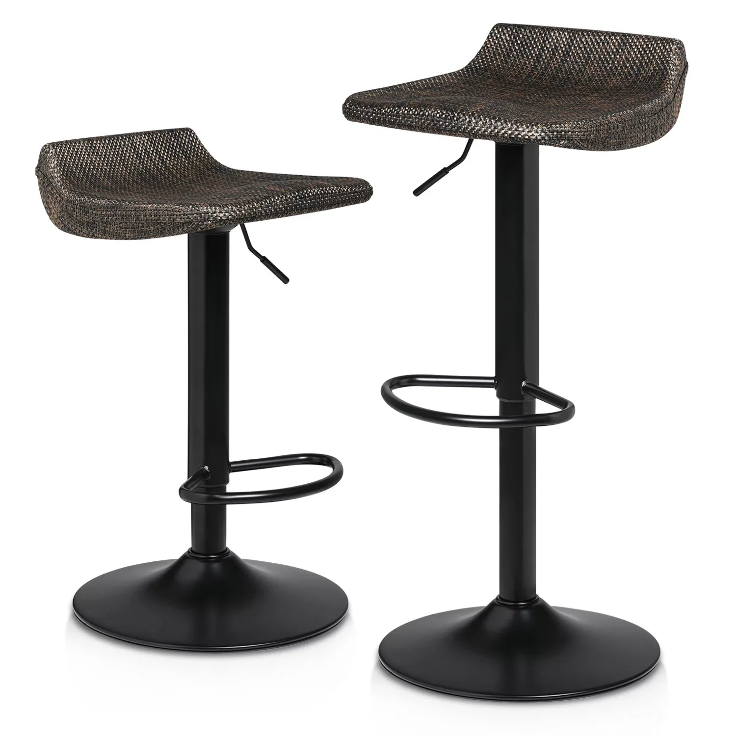 Swivel, Dining Stools 2 for MoNiBloom Set of Height with Kitchen Footrest Room Counter Adjustable Metal Bar Outdoor, Indoor Brown