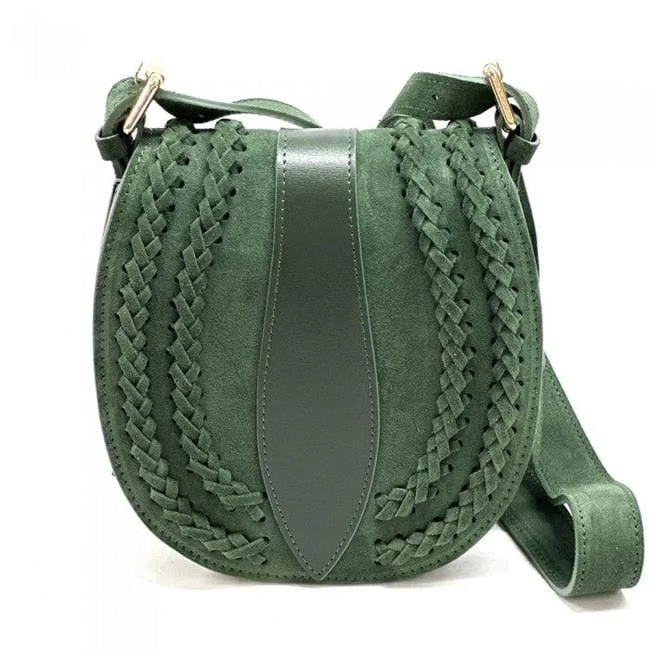 Artisan Leather Womens Lara Suede Green Vintage Italian - Light Messenger Bag, Small