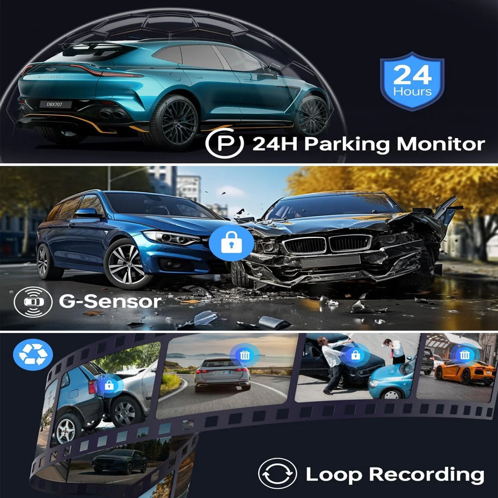 Car Dashcam G-sensor Car Rear Front Car 170° Mini Perfect Drivers Tachograph 1080P - HD Driver's with Cameras birvsw and License Full Band Wide Angle - Loop Monitor Recording for Reliable for Car and