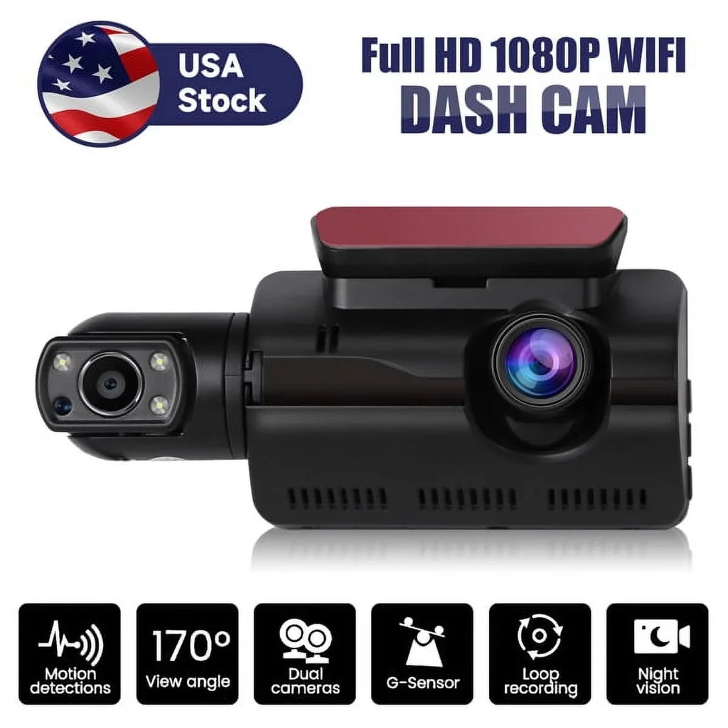 Wide & Night Front 170° Dash Camera Cam Rear, Vision G-Sensor SYTHERS 1080P Dash with and Angle