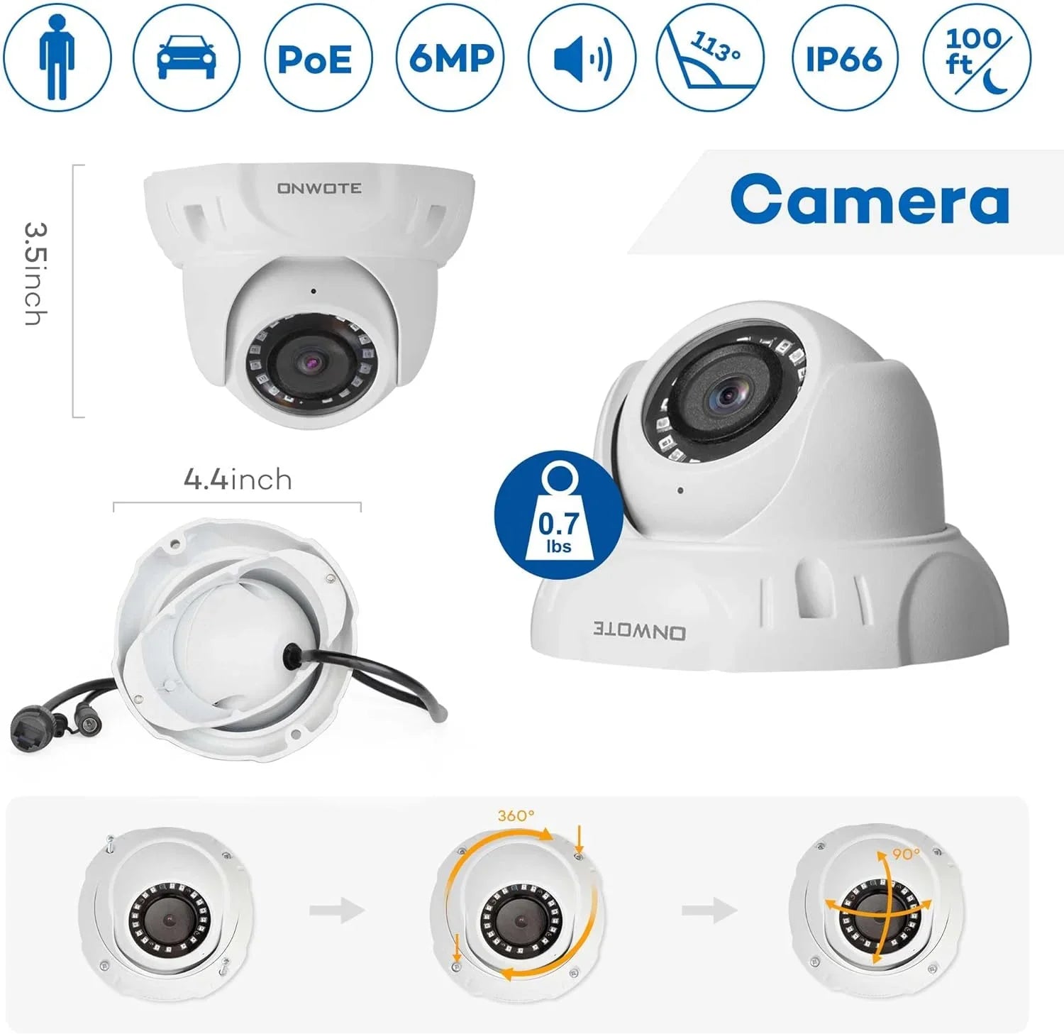 Camera Human AI ONWOTE Outdoor pre-installed Vehicle 8MP 16pcs Security with 6MP System, 16 Channel Recording, HDD 4K PoE NVR Surveillance Detection, PoE Business for Cameras, 16CH & 24-7 4TB IP 4K