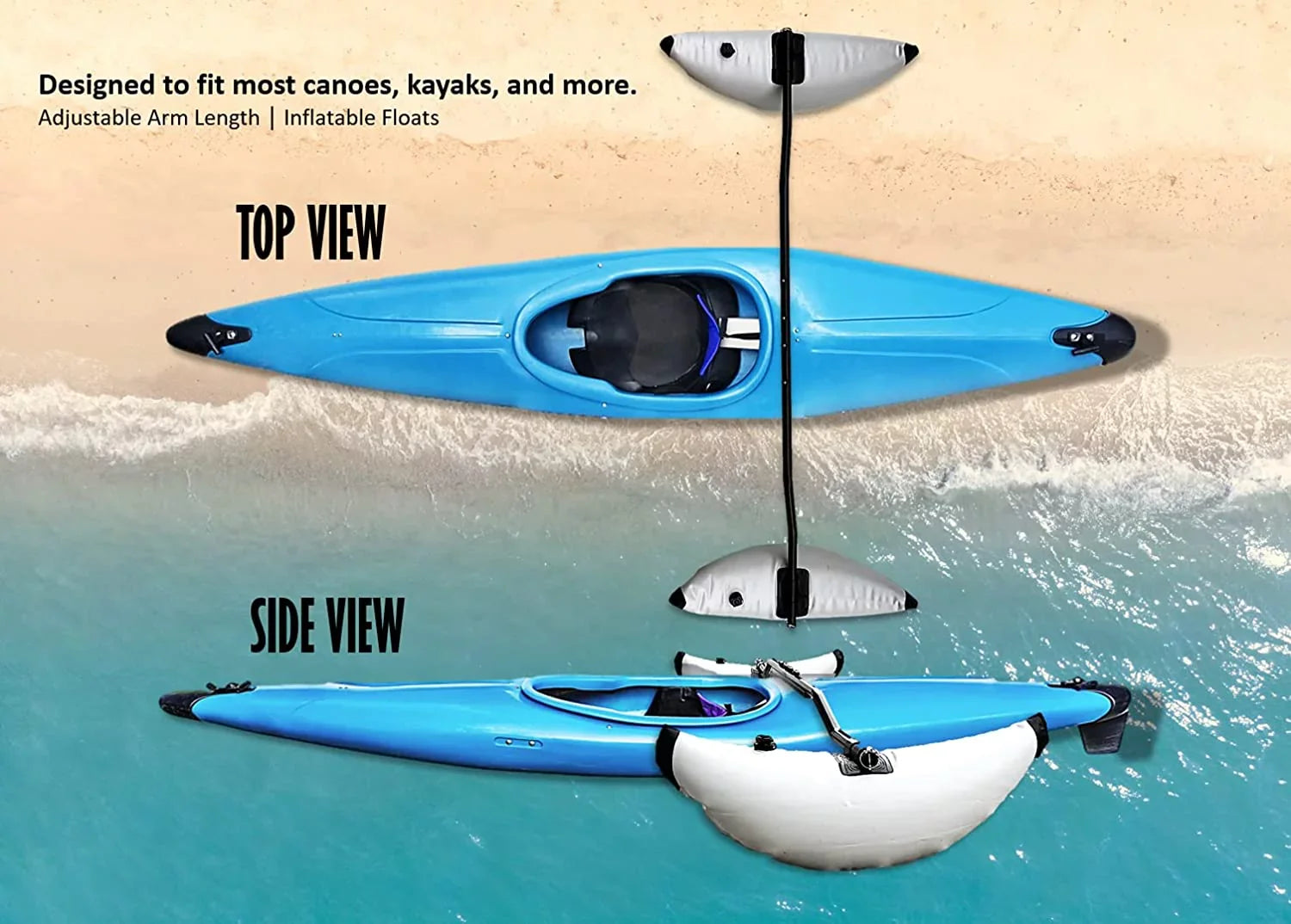 Repair Float Patches PVC Fishing Arm Canoe Adjustable Buoyant System Pactrade Stabilizer Boat Sidekick Tube Outdoor Kit Gray Buoy Marine Accessories Grey Kayaking Breath Outrigger Kayak Rod Inflatable