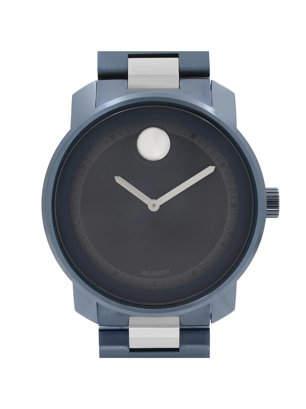 Steel Plated Movado Blue Quartz Bold Ion 3600422 Stainless Watch 42.5mm Mens