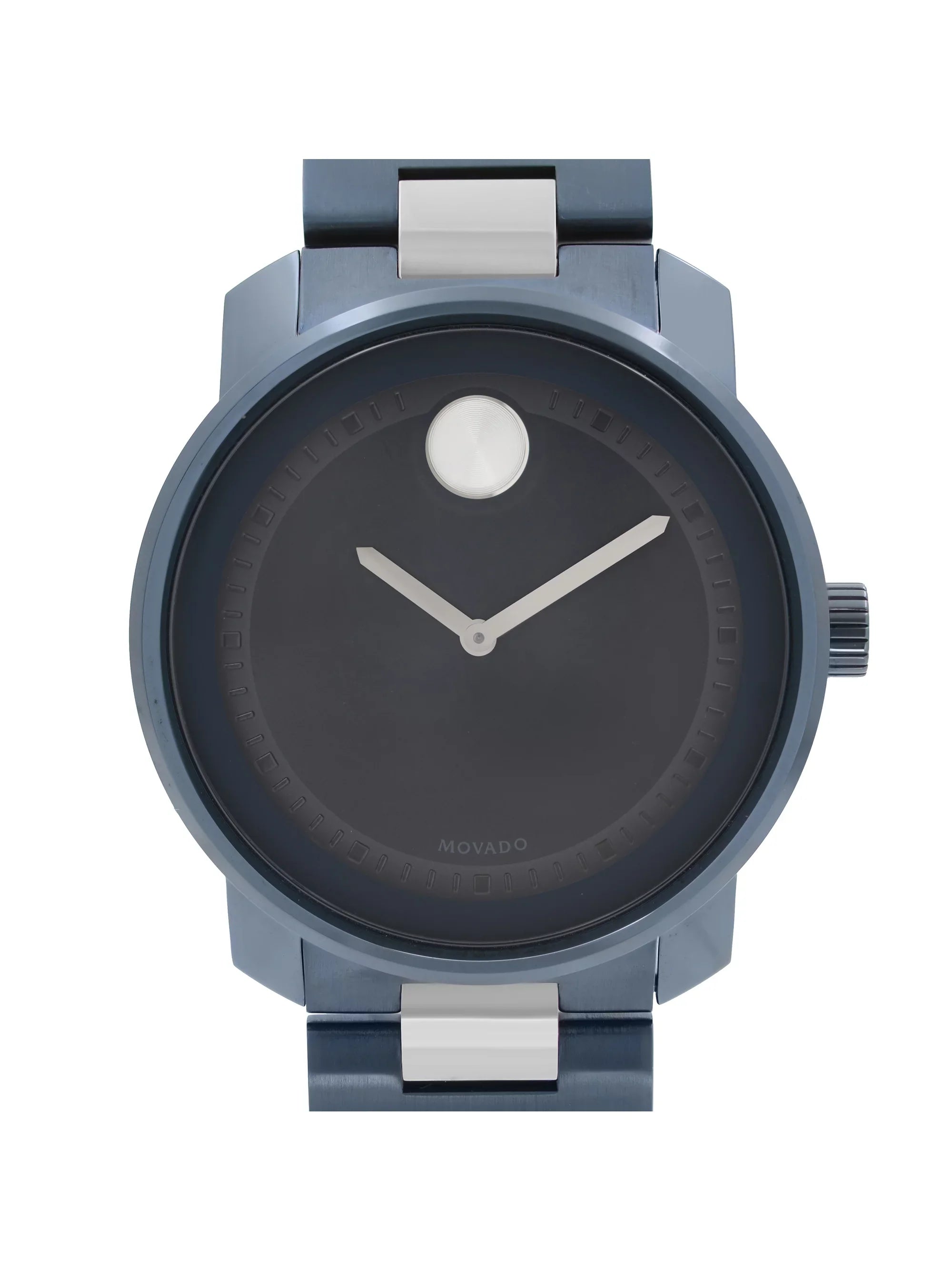 Steel Plated Movado Blue Quartz Bold Ion 3600422 Stainless Watch 42.5mm Mens
