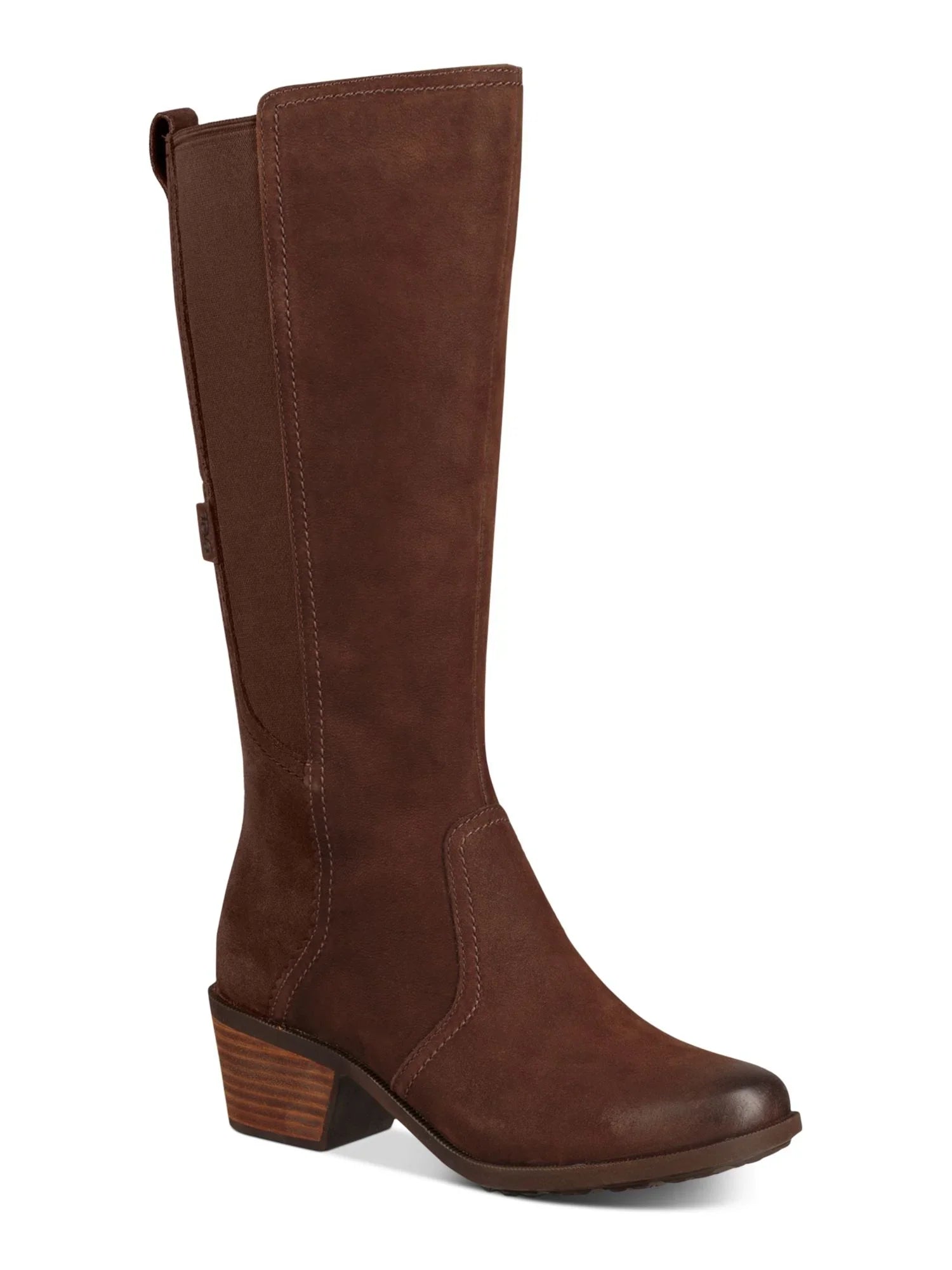 TEVA Womens Heel Zip-Up Leather Waterproof Boot Block Padded Brown 8 Round Anaya Goring Toe Riding