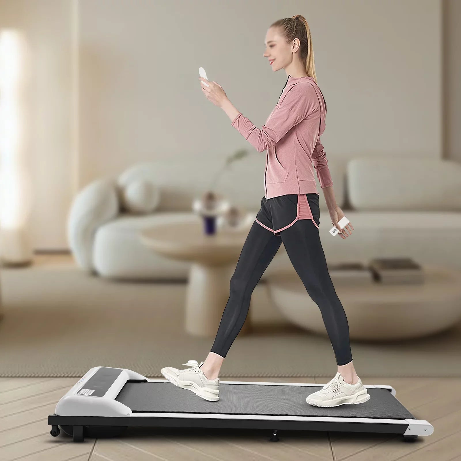 Control Jogging 2 Pad Home Remote Under Electric ZhdnBhnos Fitness Walking Treadmill in Portable Desk 600W 2.25HP Motorized 1 Running Machine