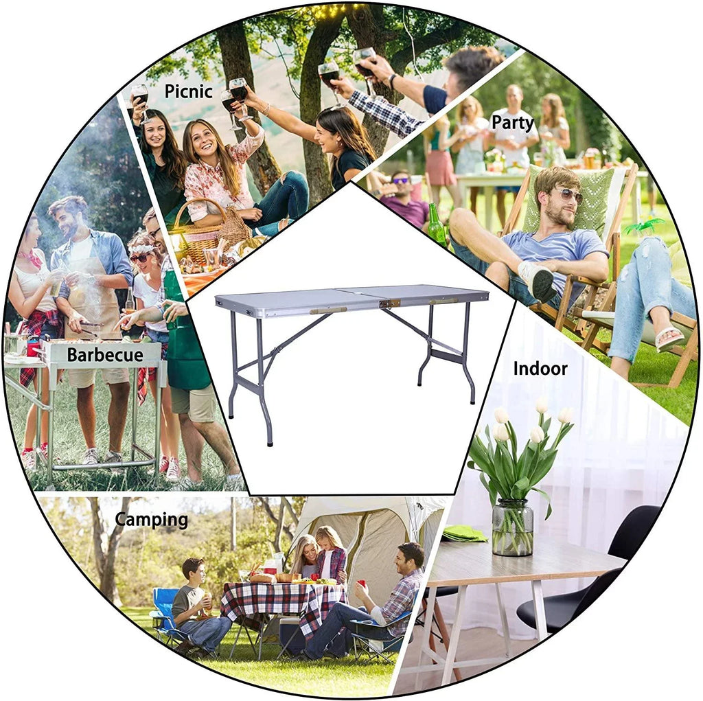 Mydepot Compact, Umbrella Picnic Bag, Carry Camping Portable Folding Aluminum Table, Hole,