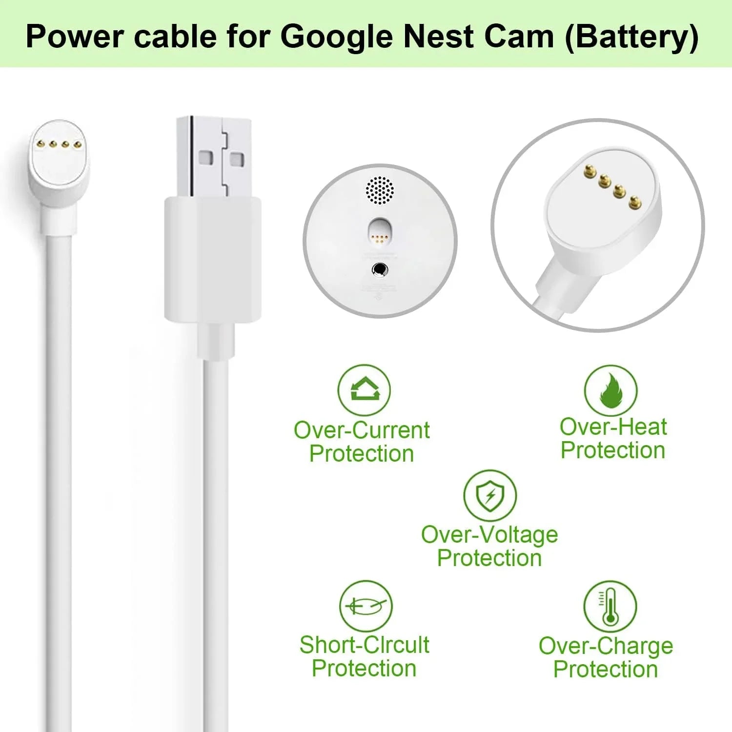Only, ft/2m (y) Charging for Cam Cord Cable Nest WOFTD Power Weatherproof - Google 6