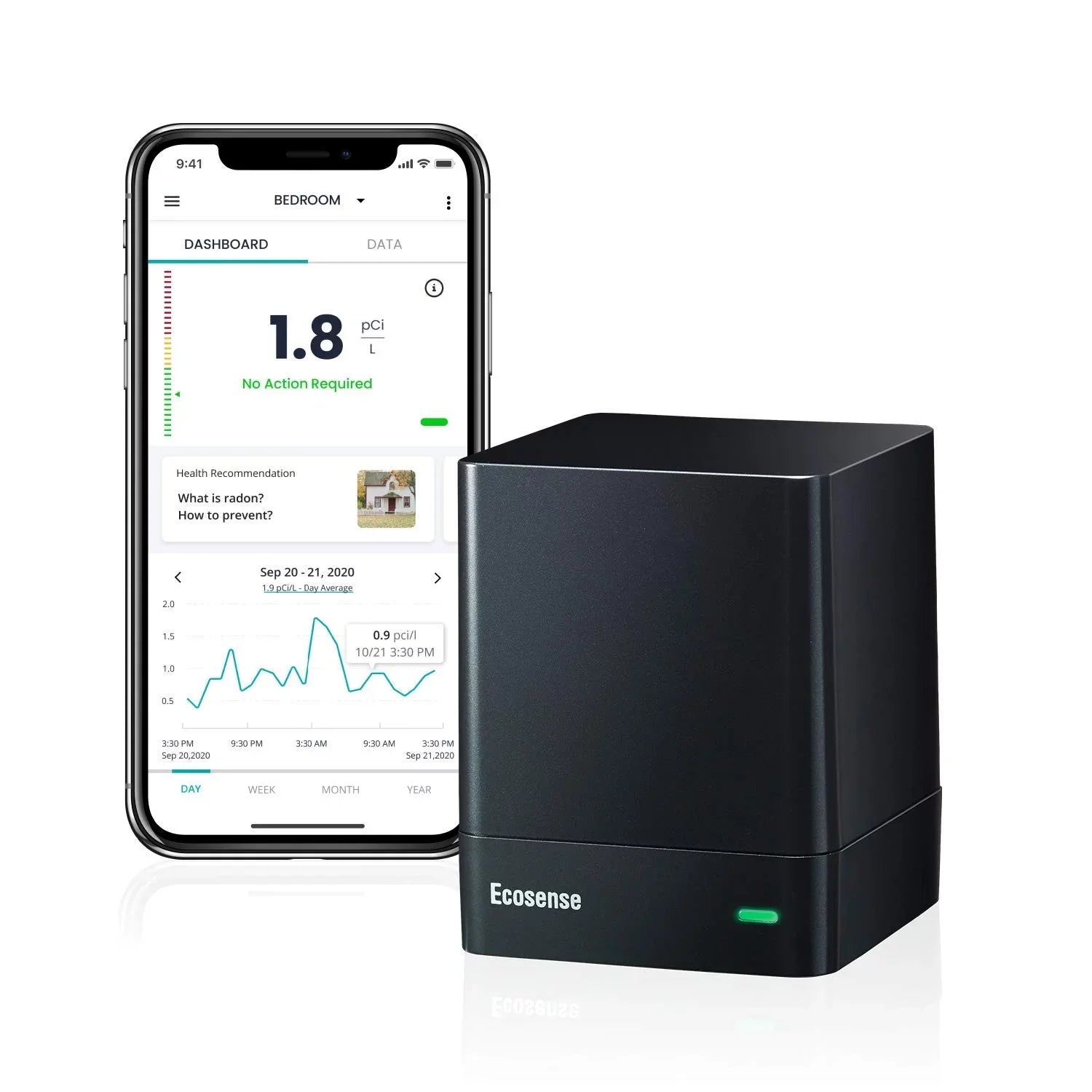 with WiFi, Ecosense Gas Model Radon W and Detector Monitor EcoQube EQ100