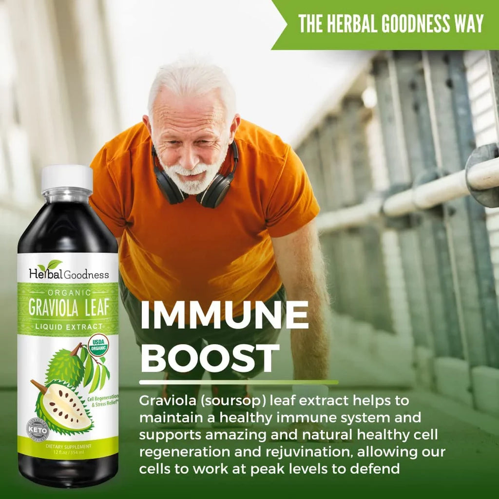 & - USDA Extract - - (Guanabana) Cell Support Soursop Ð & Relief Regeneration Organic, Bottle GMO, Graviola Kosher Liquid Stress Immune 12oz Leaf Ð Leaves Ð Non Boost