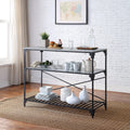 and Kitchen Black Concrete 2-shelf Island Faulkner