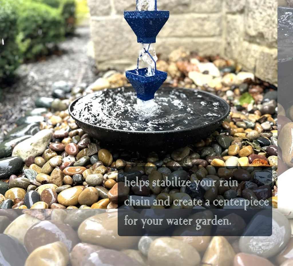 U-nitt A Coated, for Bird Black Gutter 16" Hammered, Powder Bath/Birdbath, Catch Basin/Receptacle/Bowl/Dish/Anchor, A Anchoring 976BLK Chains Rain Decorative Installation, Chain Rain Fountain, Roof