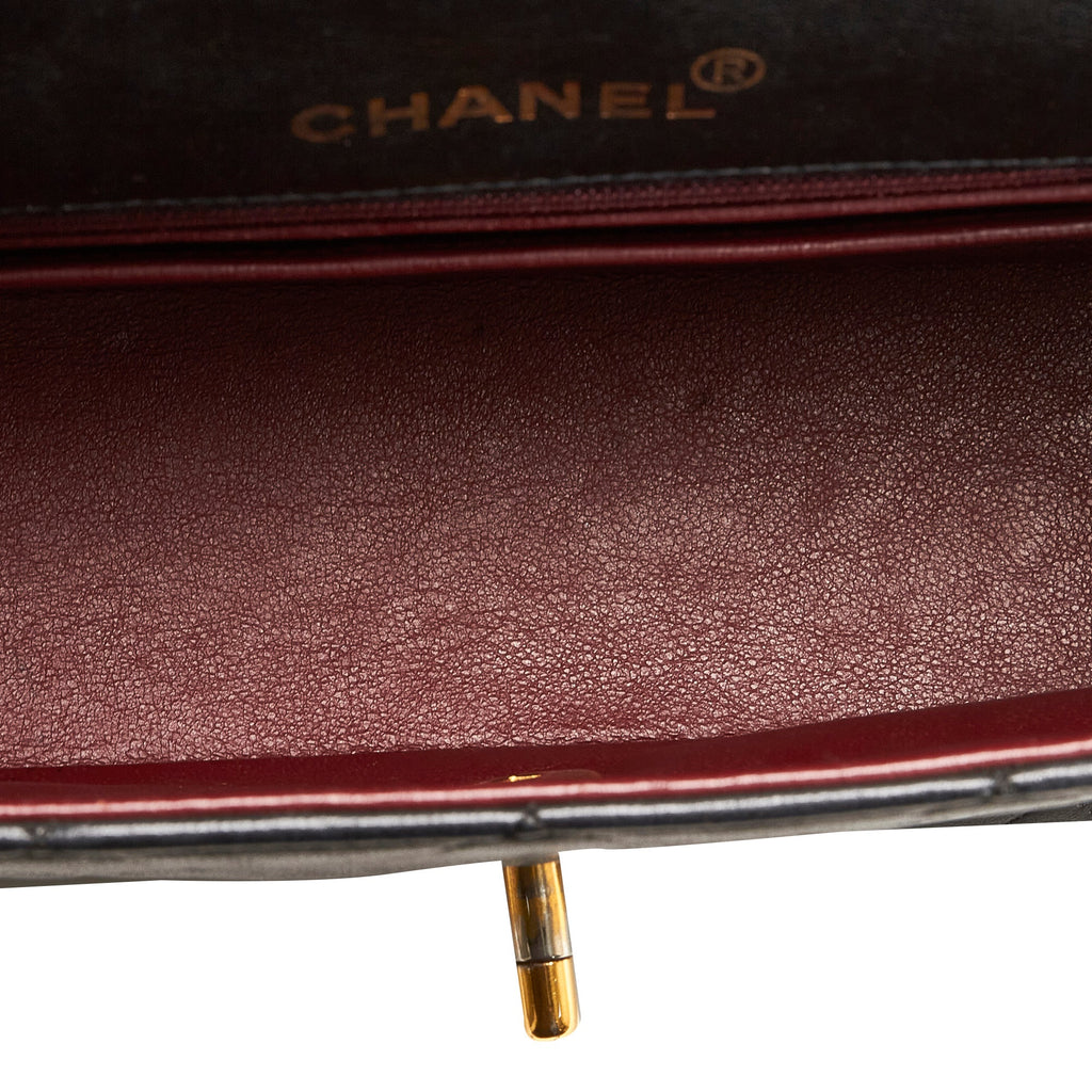 Pre-Owned Lambskin Unisex Authenticated Flap Chanel Diana Crossbody Small (Good) Black Leather Bag