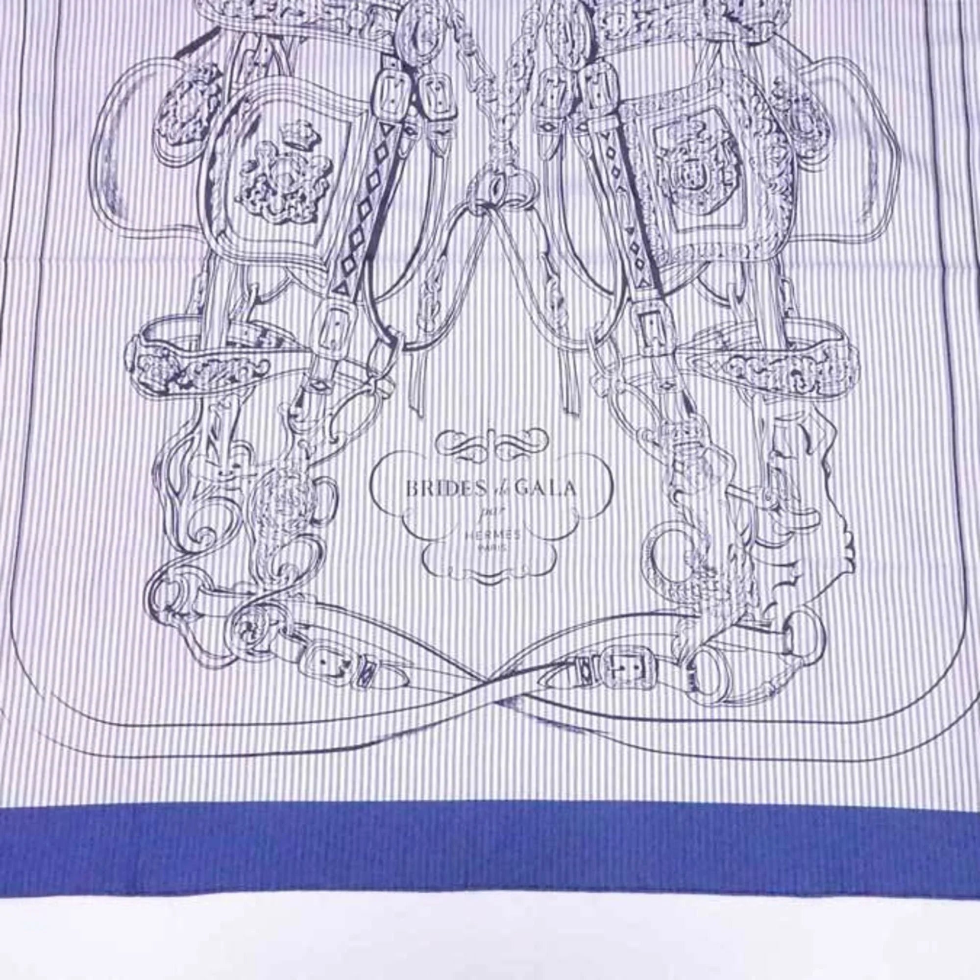 de navy x silk (Good) white Carre ladies 90 GALA Hermes HERMES scarf Pre-Owned BRIDES
