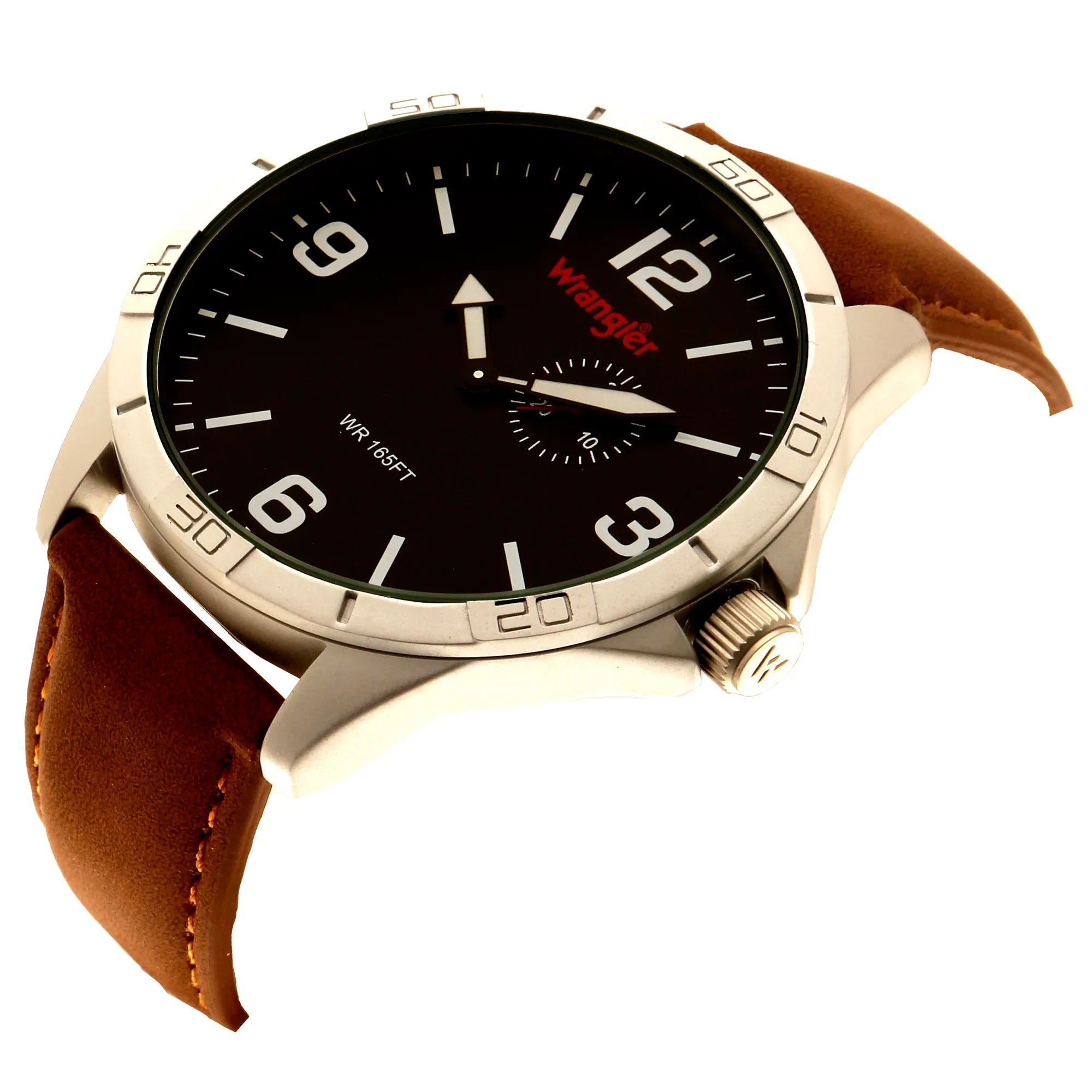 Wrangler Brown 48mm Strap Watch Black Dial,