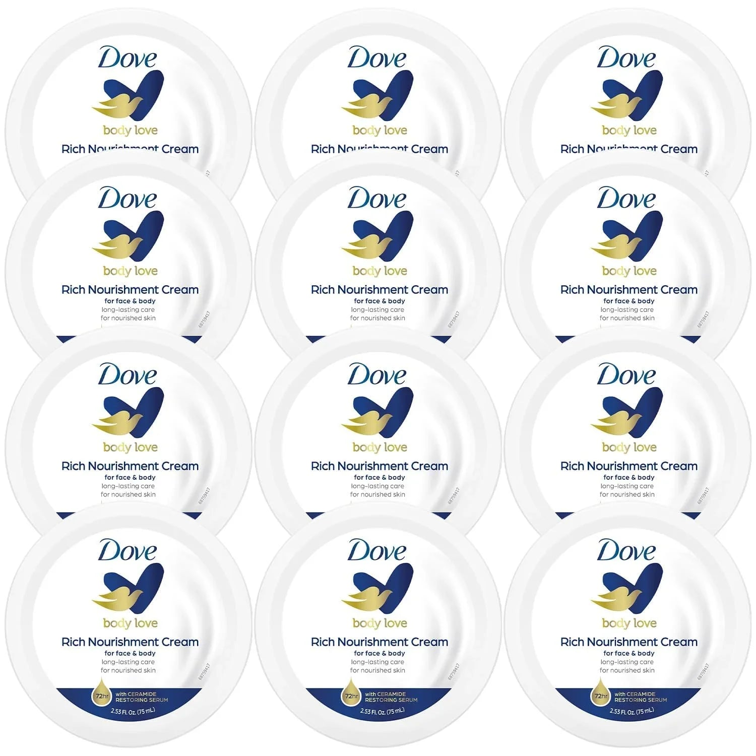 Fast-Absorbing Extremely Dove Lotion For (Pack Oz Ceramide Body 2.53 Hand Dry Cream, Serum, Of Face, & With Moisturizing 72-Hour Travel Skin, Cream Love Nourishment Body 12) Rich Size,