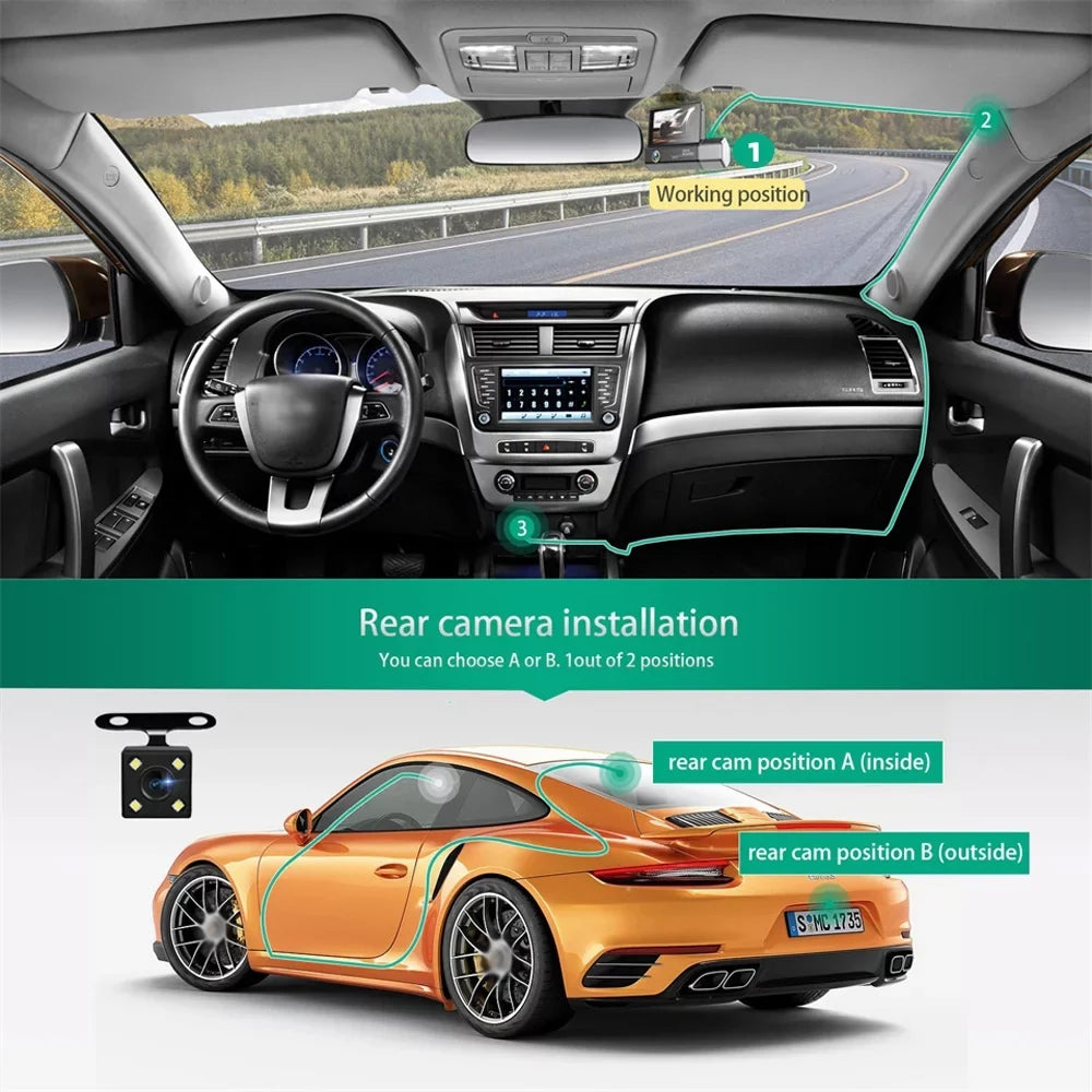 Cameras Cam Car Mirror 3 Clear Recorder Recorder Car Driving Camera Video 4in Rearview Safety Dash Recording Camcorder Auto Car Docooler