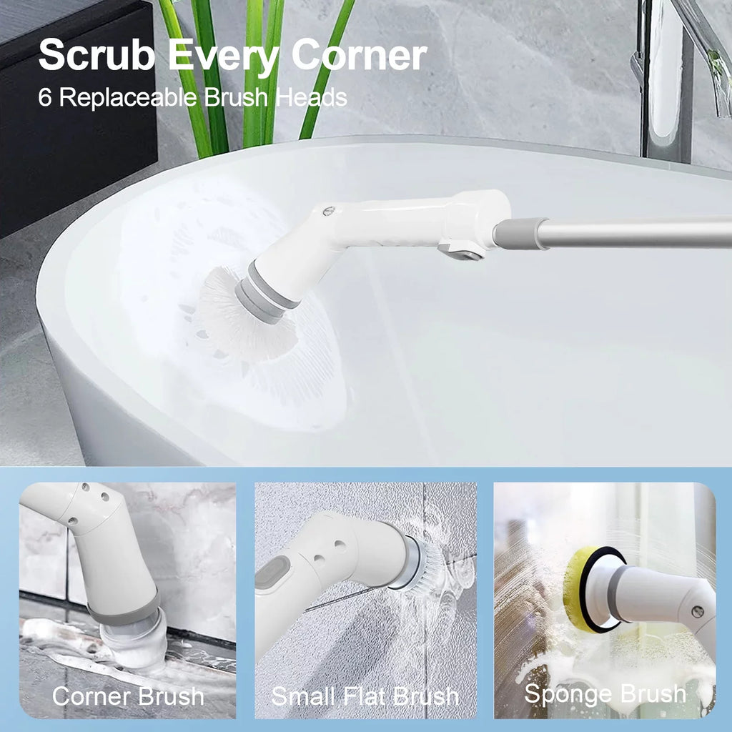 Scrubber Bathtub, Spin Scrubber, for Cleaning 6 Cordless Replaceable Brush, Fixdono Electric Heads Floor Tile, Cleaning Bathroom