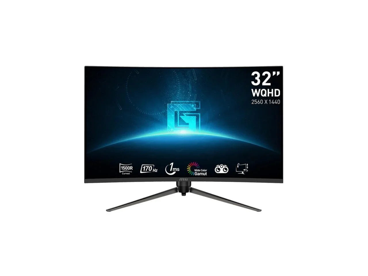 1 Swivel, Gaming MSI Tilt, Monitor, 1440 (QHD) HDMI, Gaming 32" Curved Premium, 170Hz, 2560 Height 1500R, Pivot FreeSync Adjustable,G32CQ5P ms, Monitor, DisplayPort, x and