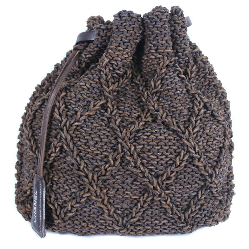 Leather Shoulder Bag Brown Chanel Pre-Owned (Good) Braided Mesh Women's