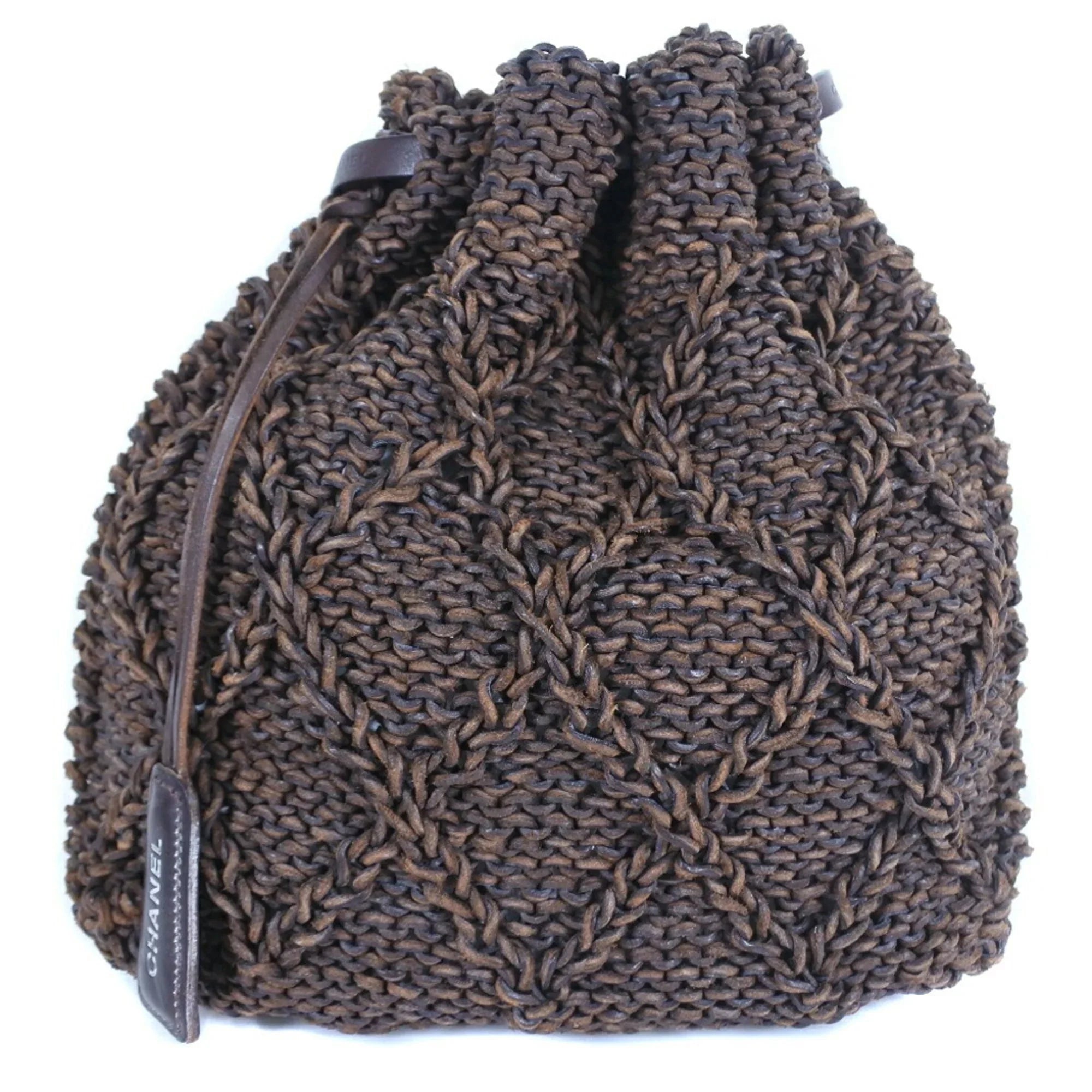 Leather Shoulder Bag Brown Chanel Pre-Owned (Good) Braided Mesh Women's
