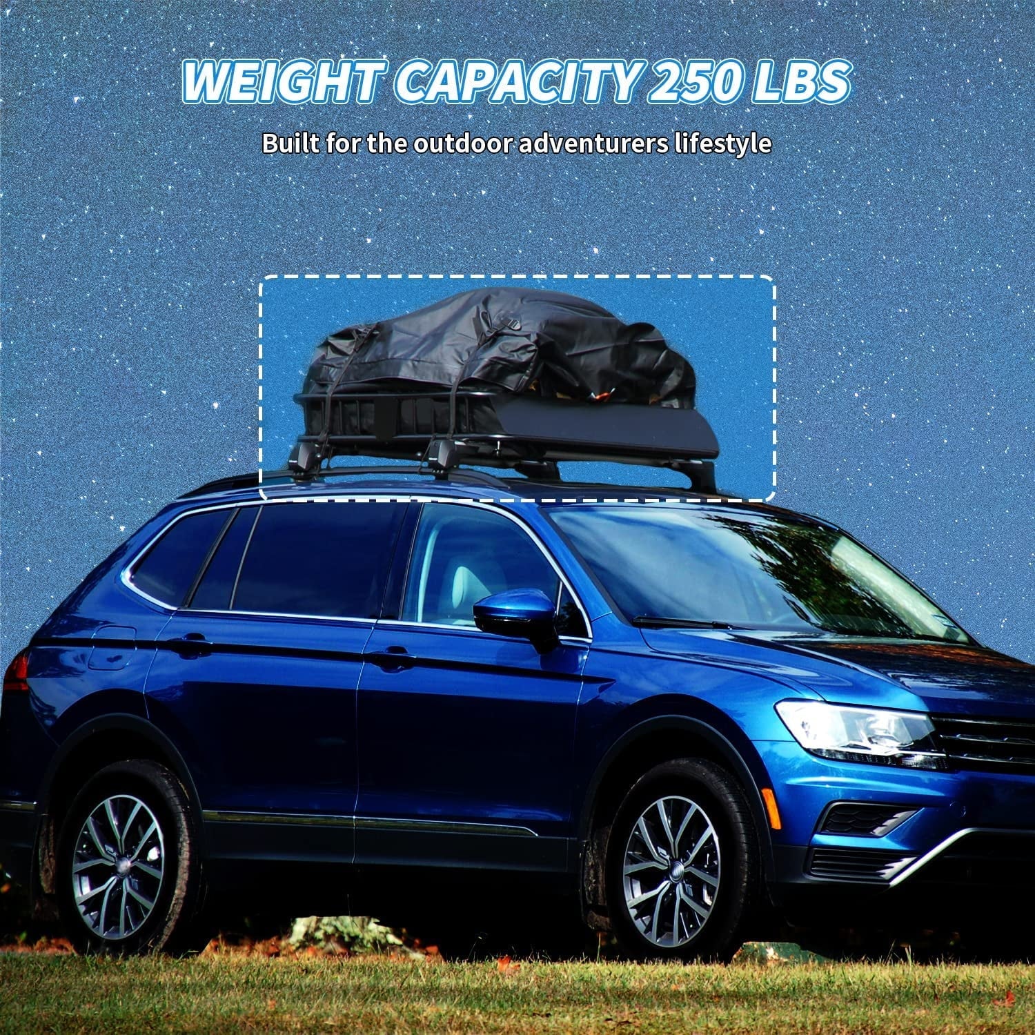 Steel Car 39" Basket Roof Holder 250LBS for Heavy Weight Extension Universal Top Capacity x HECASA Carrier x with 64" 6'' Travel Storage SUV Rack Cargo Duty Luggage