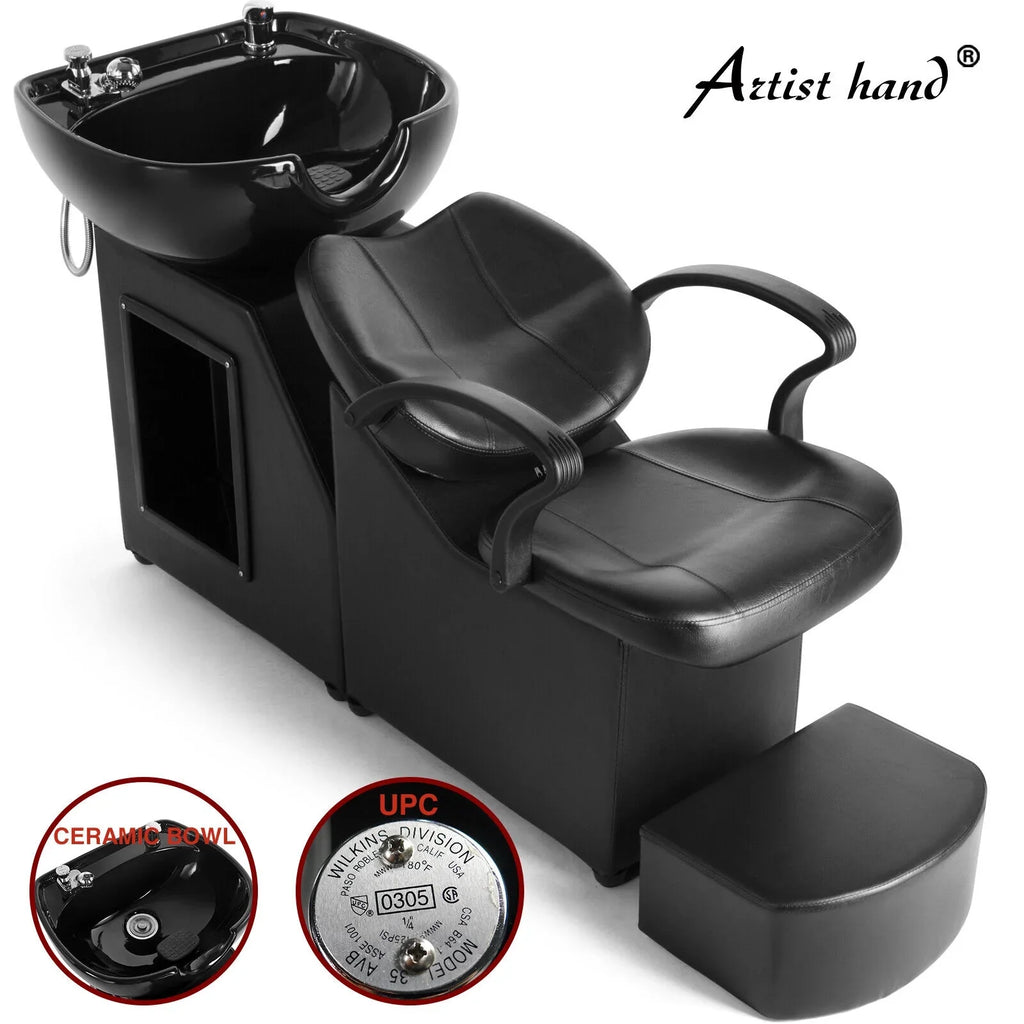 Spa hand Black w/Ceramic Pedal Bowl,Sink, Chair Foot Beauty Backwash Barber Artist Shampoo Salon