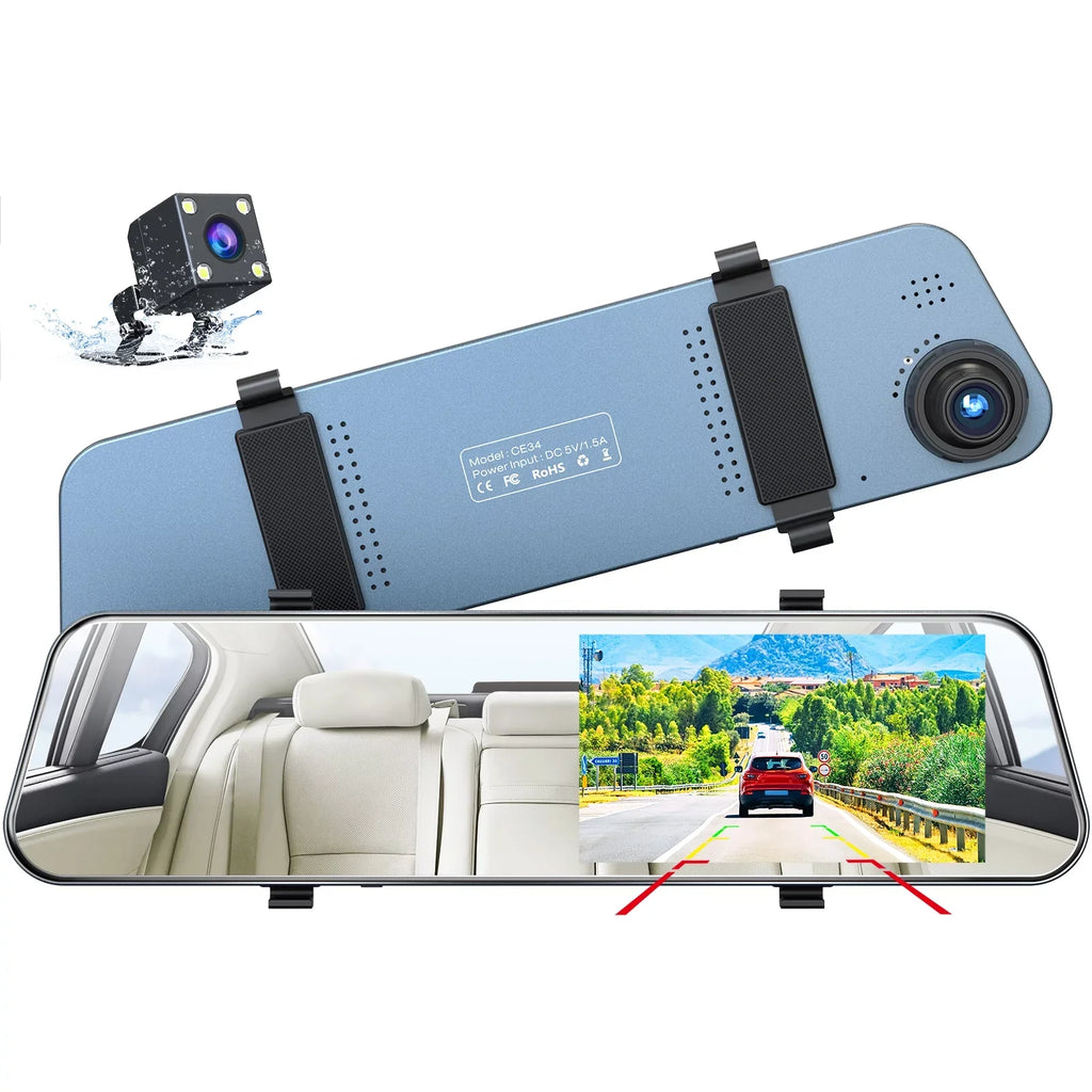 Full Lens with Front TOGUARD Backup Rear Camera HD Dual Rear 5" Camera Dash Waterproof Cam 1080P and