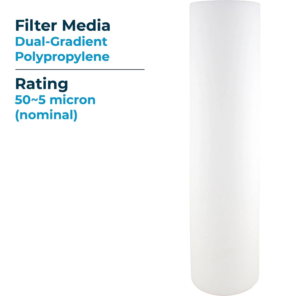 20 Dual (6 Micron Filter, Pack) SpiroPure Polypropylene 5 Gradient x 4.5"