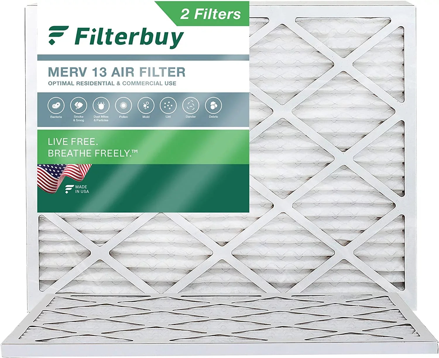 18x20x1 (2-Pack) Air Pleated MERV HVAC Filters 13 Filterbuy Furnace AC