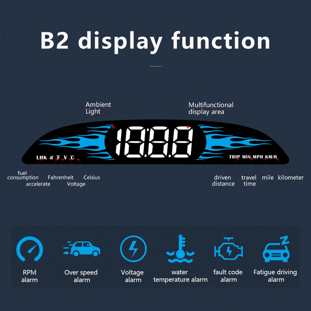 Car Driving Display B2 Multi-Functions Head-up Diagnostic Car OBD Speedometer Speedometer Dcenta New