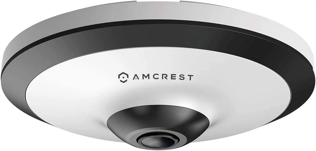 UltraHD Amcrest IP5M-F1180EW MicroSD 33ft (White) Indoor, Lens, PoE 360° 5-Megapixel Cloud Nightvision, Recording, Panoramic Coverage, Camera Fisheye Camera, 1.4mm Security and Camera