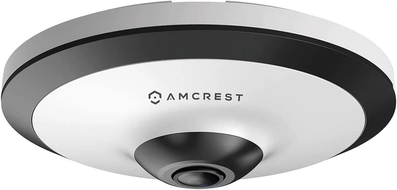 UltraHD Amcrest IP5M-F1180EW MicroSD 33ft (White) Indoor, Lens, PoE 360° 5-Megapixel Cloud Nightvision, Recording, Panoramic Coverage, Camera Fisheye Camera, 1.4mm Security and Camera