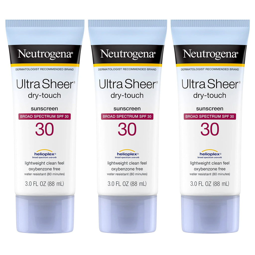 Protection, Water Spectrum Oxybenzone-Free, Spf 3 Travel Size, Resistant, Neutrogena Pack Broad Uva/Uvb Sunscreen Sheer Of Fl. Dry-Touch 30 3 Non-Greasy, Non-Comedogenic, Ultra Oz, Lotion,