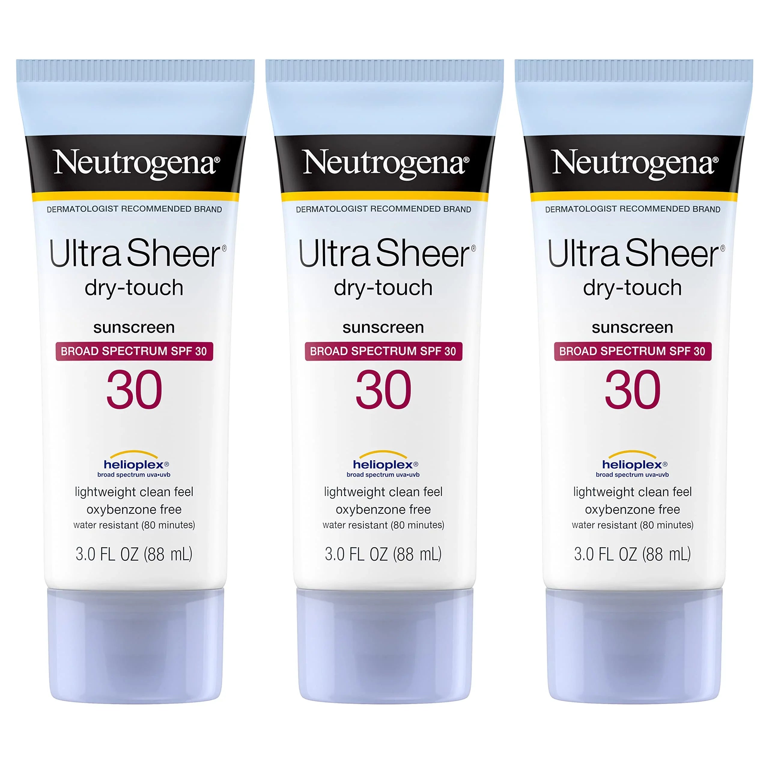 Protection, Water Spectrum Oxybenzone-Free, Spf 3 Travel Size, Resistant, Neutrogena Pack Broad Uva/Uvb Sunscreen Sheer Of Fl. Dry-Touch 30 3 Non-Greasy, Non-Comedogenic, Ultra Oz, Lotion,