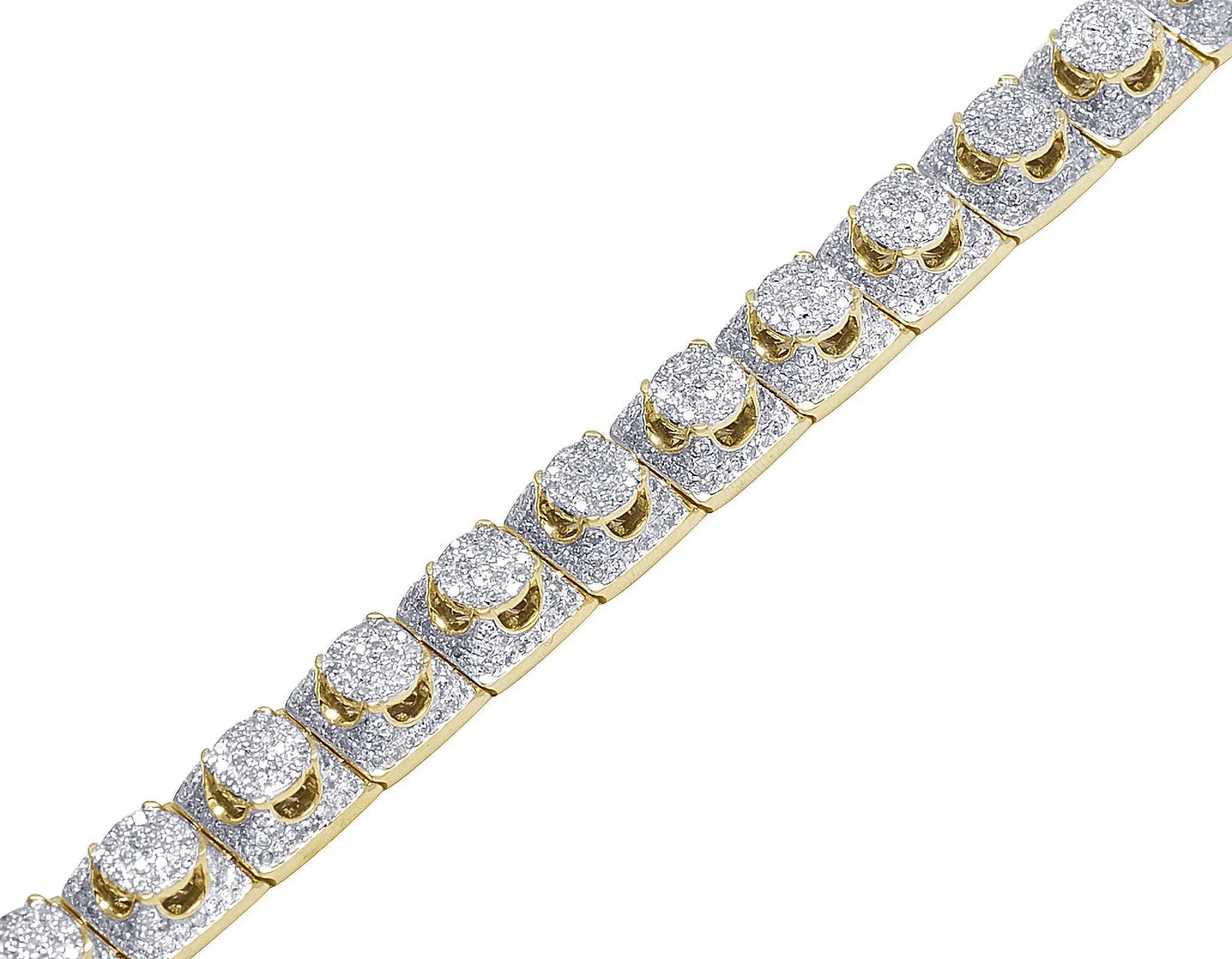 Cluster Gold Diamond 8MM Yellow 8.5" 6.6 Bracelet Men's 10K CT