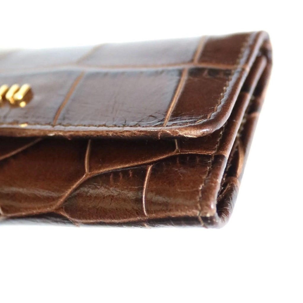 Pre-Owned (Fair) Women's Miu Leather Brown Miu Miu Key Case