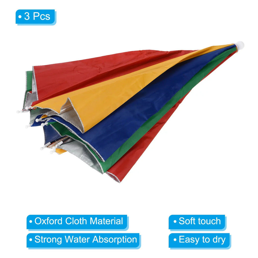 Oxford Fabric OD Single with Cap Hat, Rain Uxcell 27.2" Layer Umbrella Sun Multicolor Head Folding Strip, 3Pcs