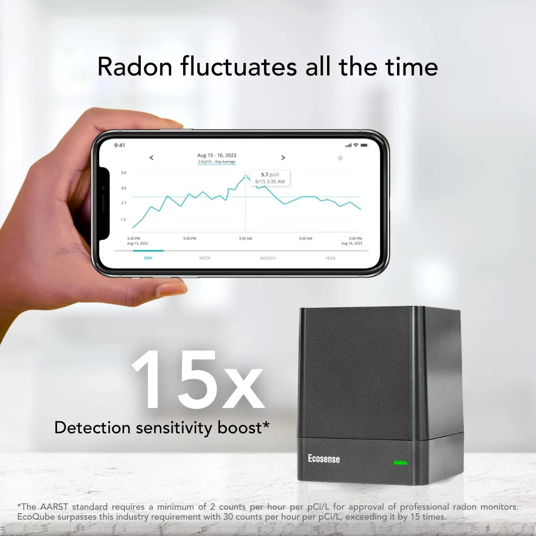 with WiFi, Ecosense Gas Model Radon W and Detector Monitor EcoQube EQ100