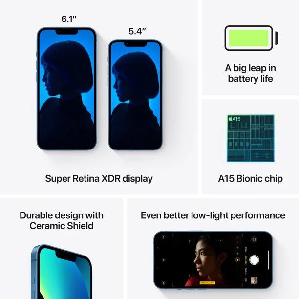 '- Like Blue 5G (Refurbished) Unlocked 13 Restored New) - iPhone Fully (Grade Apple 128GB A-