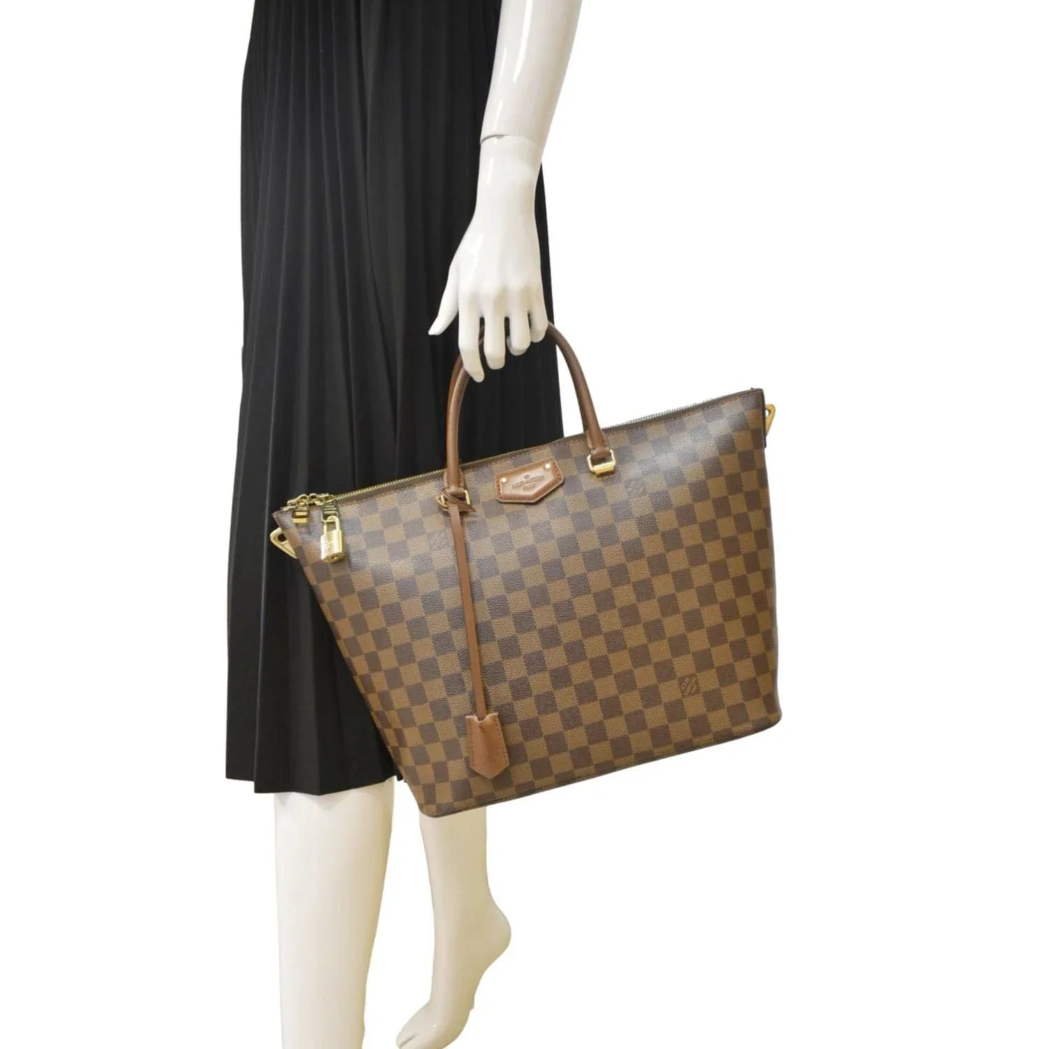 Brown Ebene VUITTON Pre-owned Tote LOUIS Belmont Damier Bag