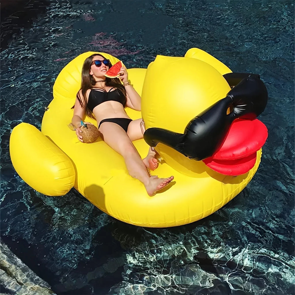 Raft, Floating PVC Beverage Yellow 1pc Holders Toy Two Big Duck With Inflatable Water