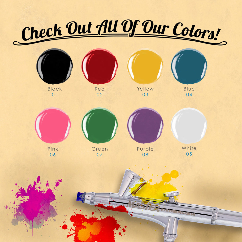Compressor System 8 Color Air Set, Art Master Paint Body Stencil Airbrush, Kit Airbrush 100 Temporary Custom with Tattoo