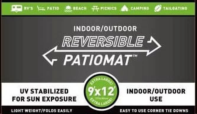 designs) Gray 2 Rug Outdoor 12' Patio x Mats with 9' (Reversible