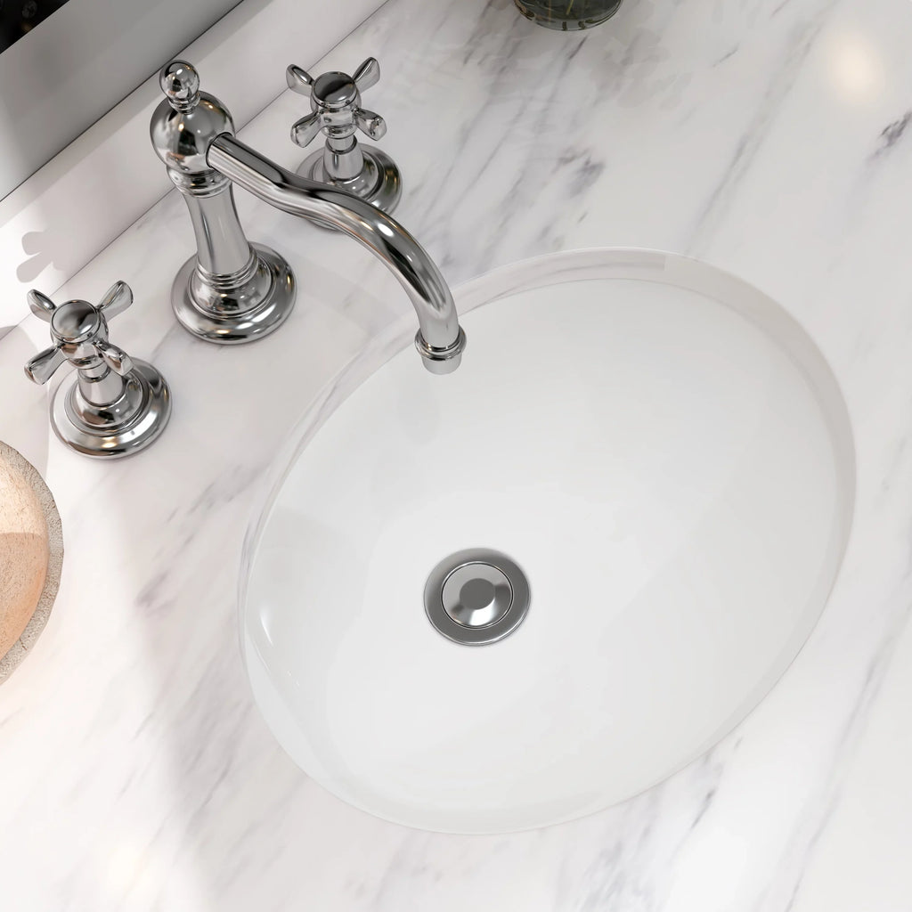 Sink Sink Finished White Glossy Oval Bathroom Vessel Ceramic 17"x14" Undermount Shape MEJE ,