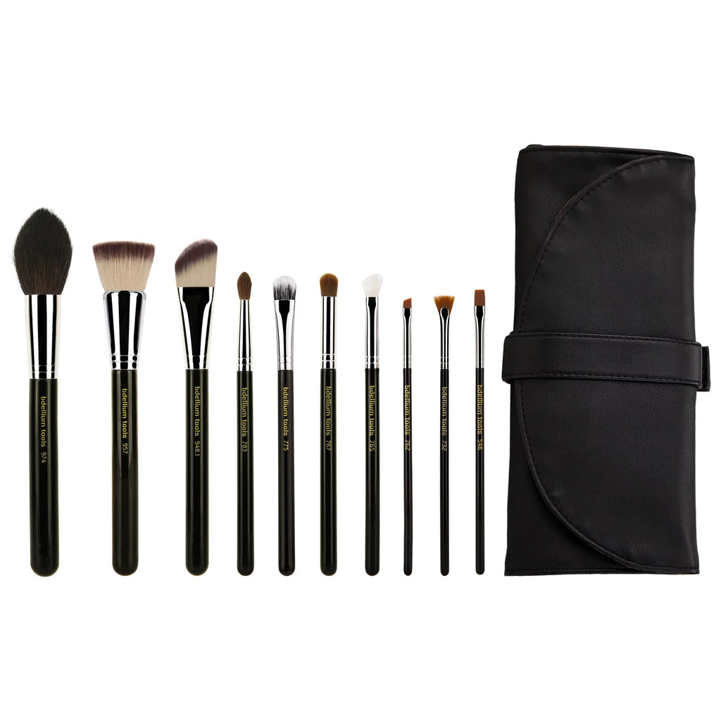 Brush Series with Makeup Roll-Up 10pc. Bdellium Essential Pouch Key Professional Maestro The Tools Set