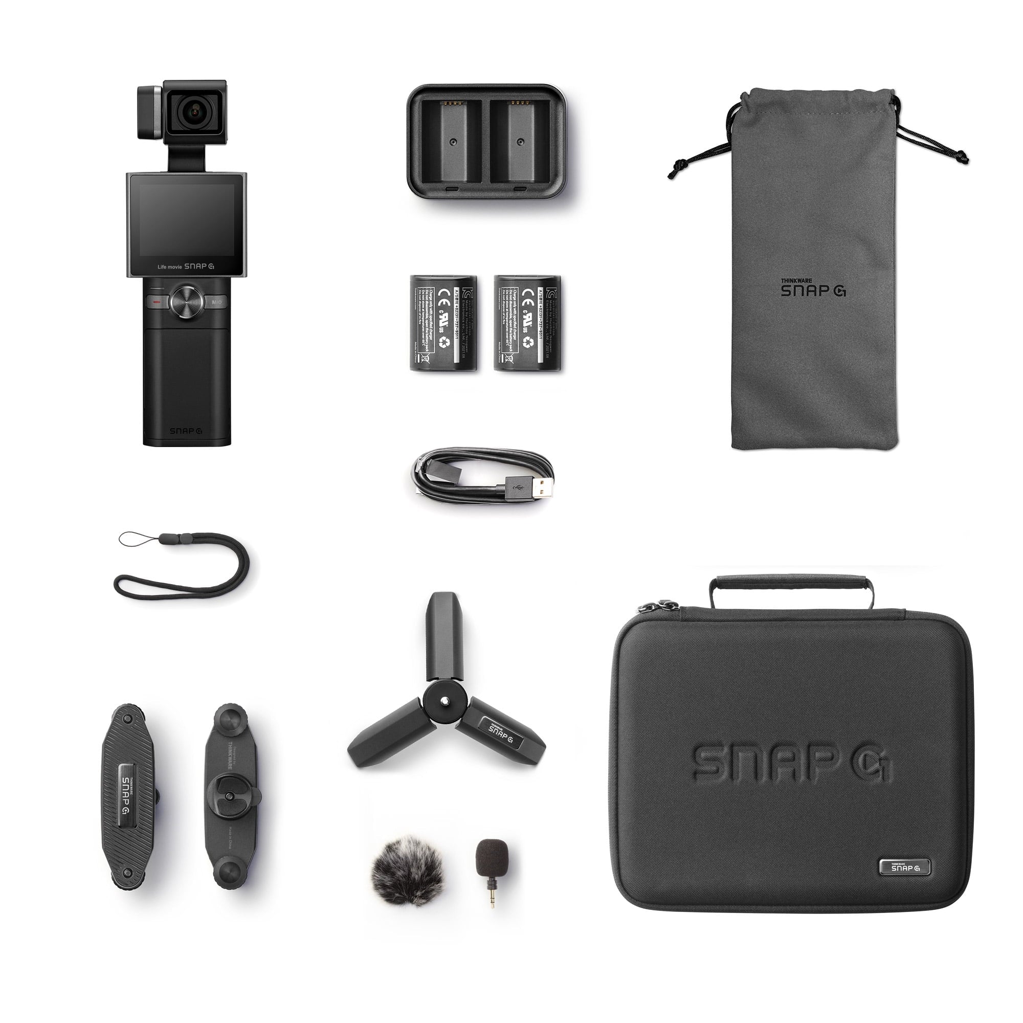 Stabilizer Replaceable 4K Prime SNAP-G 2" 60FPS ID Track Live Camera Vlog Thinkware Battery Touchscreen LCD Gimbal Influencer Stream Creator AI 133.9° Video Wide Face Angle Package Handheld 3-Axis