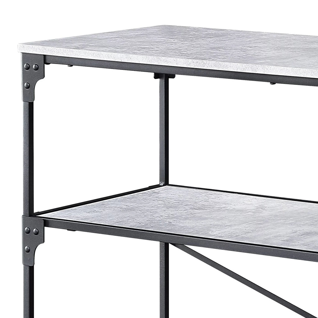 and Kitchen Black Concrete 2-shelf Island Faulkner