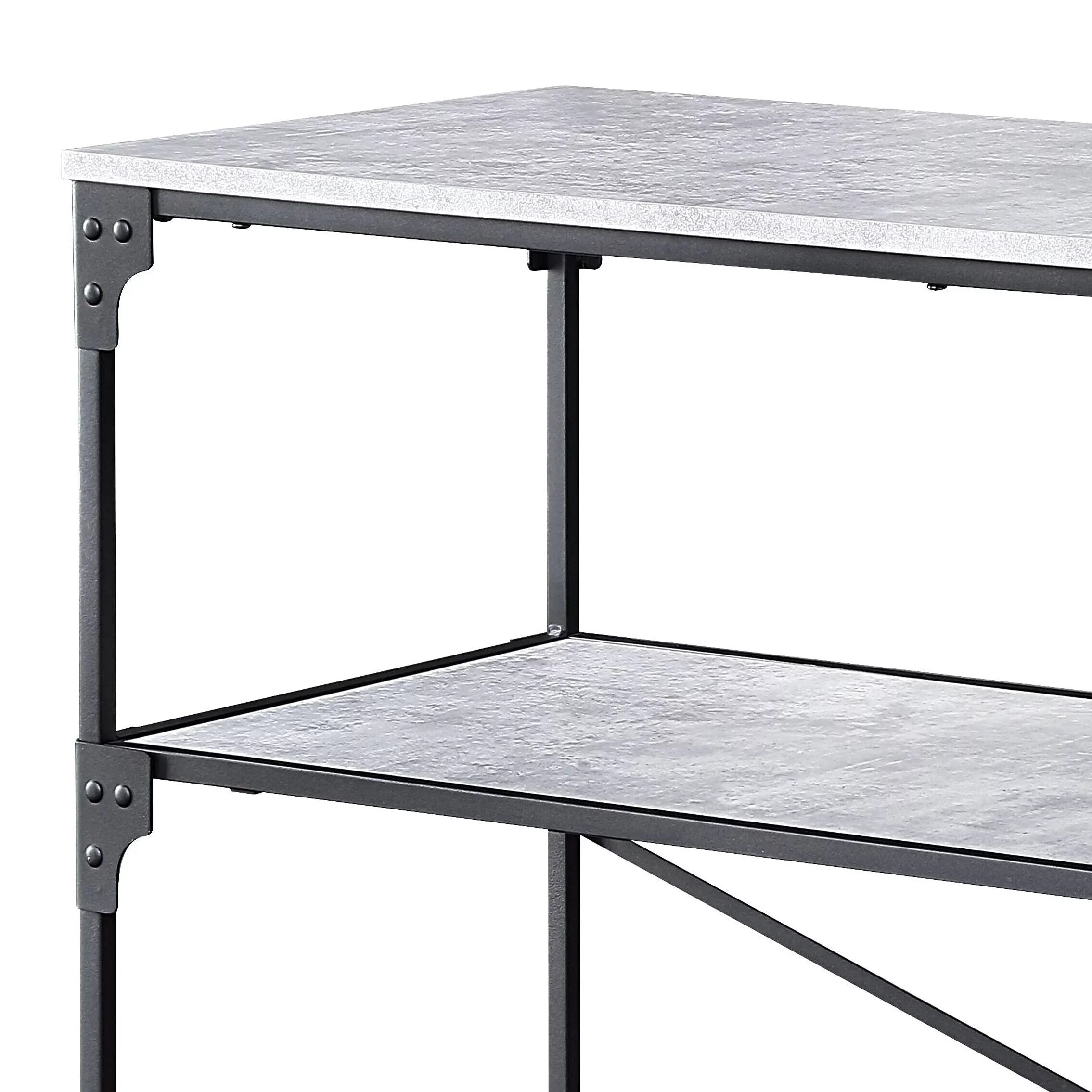 and Kitchen Black Concrete 2-shelf Island Faulkner