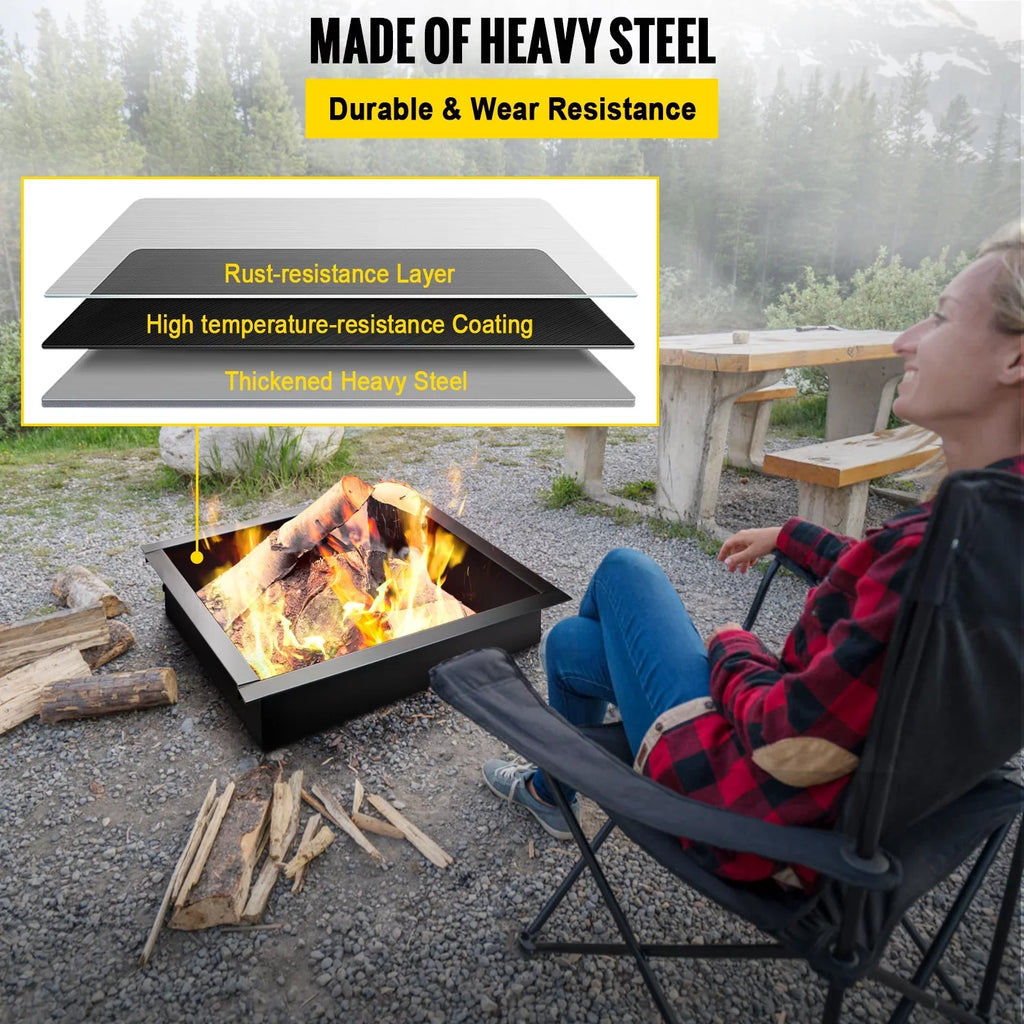 Steel DIY Insert BENTISM with 30" with Fire for Ring, Fire Liner Ring, Insert, Fire Square Simple Installation Duty Tongs Backyard Outdoor, Pit Pit Bonfire Heavy Patio,